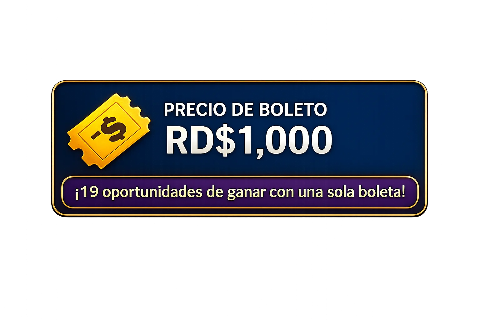 Precio del boleto RD$1,000